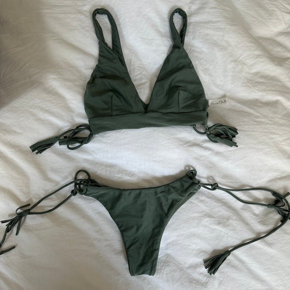 Khaki bodysuit, size S bottom + top, by Alma Ola - Picture 1 of 3